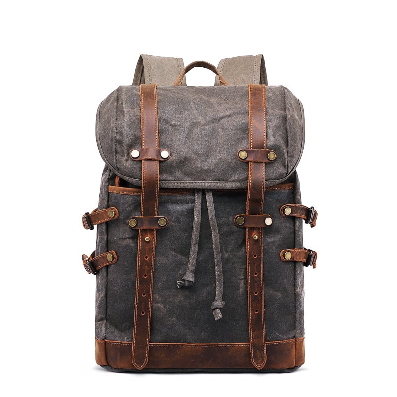 Handmade Waxed Canvas Backpack Rucksack Travel Hiking Backpack